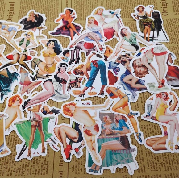 Vintage Sexy Pin Up Girl 12 Vinyl Stickers - Mystery Bundle - Picture 5 of 5